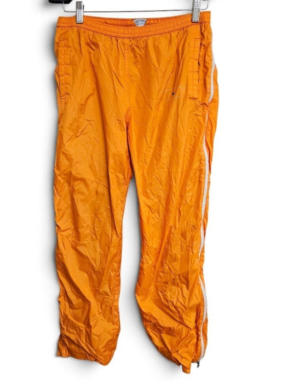 VTG Abercrombie & Fitch Gym Issue Orange Side Zipper Nylon Pants Made In Korea M